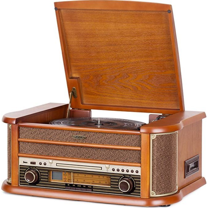 Wieża z gramofonem Reflexion HIF2002 Retro HiFi-System Brązowa - Brown
