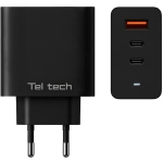 Ładowarka sieciowa Teltech 65 W 2 x USB-C + 1 x USB-A Czarna - Black