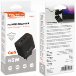 Ładowarka sieciowa Teltech 65 W 2 x USB-C + 1 x USB-A Czarna - Black