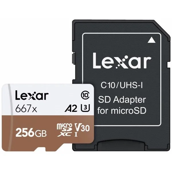 Karta pamięci Lexar Professional microSDXC 256GB 667X UHS-I A2 (100 MB/s) + Adapter SD