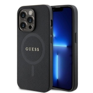 Etui Guess Saffiano MagSafe do iPhone 15 Pro Czarny