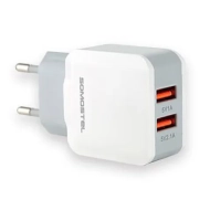 Ładowarka sieciowa DUAL USB 2.1A Somostel biała