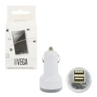 Ładowarka samochodowa do telefonu 2x USB VEGA biała