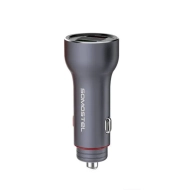 Ładowarka samochodowa do telefonu 2x USB 5A metalowa Somostel szara + kabel USB-C