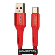 Kabel USB A + USB-C 3.6 A 1m Somostel POWERLINE SMS-BW06 czerwony