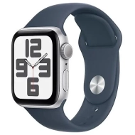 Apple Watch SE 2 (2023) GPS 44mm koperta aluminiowa Silver + pasek Storm Blue Sport Band S/M