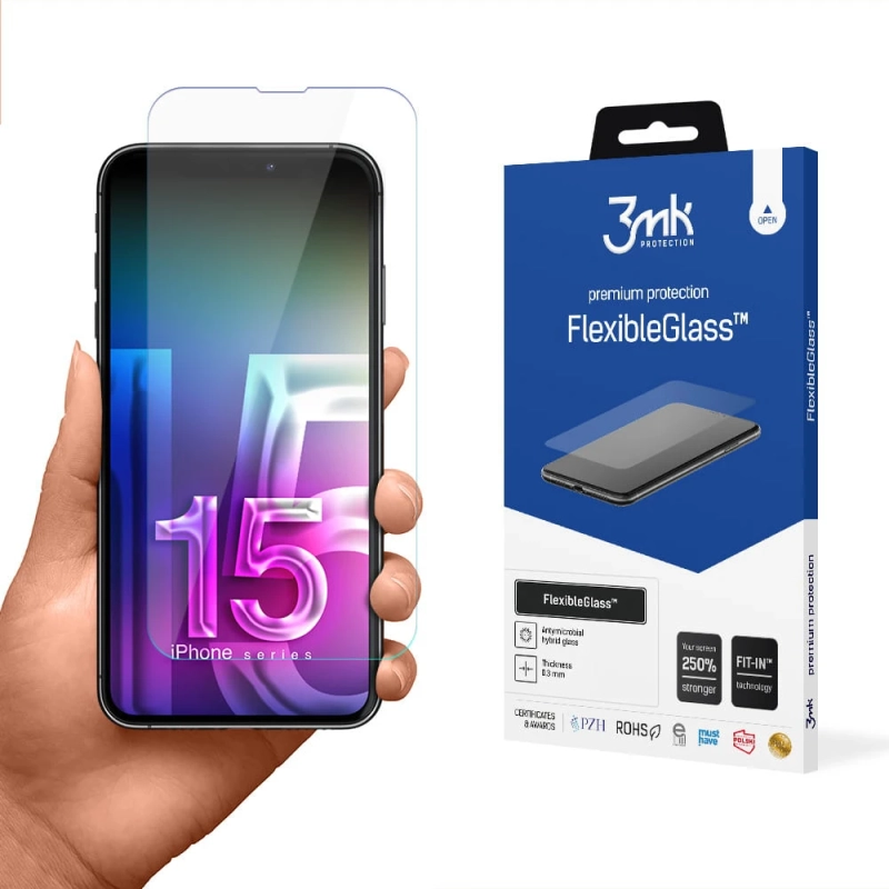 Nietłukące szkło hybrydowe na iPhone 15 Pro Max - 3mk FlexibleGlass