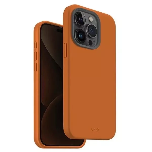 Etui do iPhone 15 Pro UNIQ Lino Hue Magclick Charging pomarańczowe