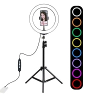Lampa Puluz RGBW LED 26 cm ze statywem 1.1 m vlog / stream / smartfon PKT3044