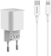 Ładowarka sieciowa USB-C 3 A Somostel + kabel USB-C - Lightning biała