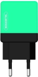 Ładowarka sieciowa Dual USB 2.1 A zielona + kabel USB-C