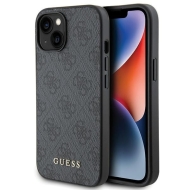 Guess GUHCP15SG4GFGR iPhone 15 / 14 / 13 6.1" szary/grey hard case 4G Metal Gold Logo