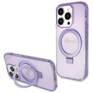 Guess GUHMP14LHRSGSU iPhone 14 Pro 6.1" fioletowy/purple hardcase Ring Stand Script Glitter MagSafe