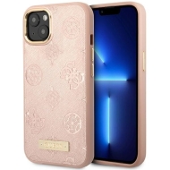 Guess GUHMP14SSAPSTP iPhone 14 / 15 / 13 6.1" różowy/pink hardcase Peony Logo Plate MagSafe