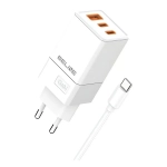 Ładowarka sieciowa 2xUSB-C USB-A 65W GaN Beline + kabel USB-C biała