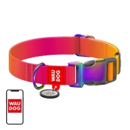 Obroża nylonowa z kodem QR dla psa Waudog gradient, pomarańczowa , rozmiar M