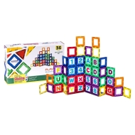Klocki magnetyczne 3D alfabet i liczby Playmags 168 zestaw 36 elementów