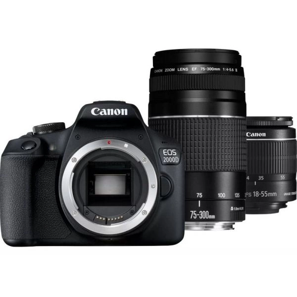 Aparat Canon EOS 2000D + EF-S 18-55 mm IS II + EF 75-300 mm III