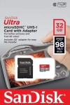 Karta pamięci Sandisk Ultra microSDHC 32 GB A1 C10 UHS-I (98 MB/s) + Adapter SD