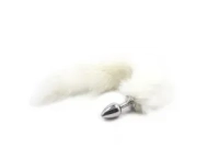 Metalowy korek analny z długim ogonem, futrem – 7 cm