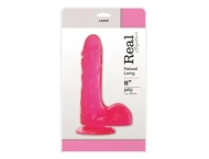 Proste różowe gumowe żylaste dildo z przyssawką