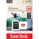 Karta pamięci SanDisk Extreme microSDXC 128 GB A2 C10 V30 UHS-I U3 ActionCam (190 MB/s) + adapter SD