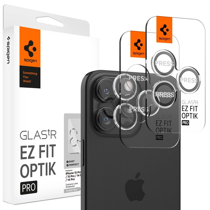 Ochrona na obiektyw aparatu Spigen Optik.Tr Camera EZ FIT Lens do Apple iPhone 17 Pro / 17 Pro Max / 16 Pro / 16 Pro Max Transparentny