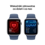 Apple Watch SE (2024) GPS 40mm koperta aluminiowa Silver + pasek Sport Band M/L Denim