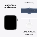 Apple Watch SE (2024) GPS 44mm koperta aluminiowa Silver + pasek Sport Band M/L Denim