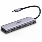 Adapter wielofunkcyjny 6w1 Ugreen CM195 Revodok Szary - Gray