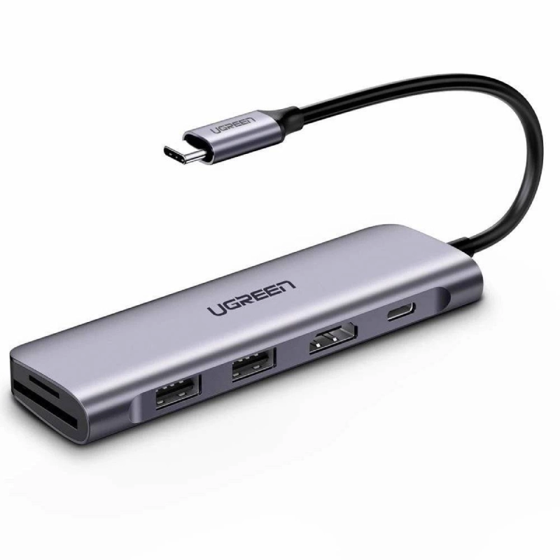 Adapter wielofunkcyjny 6w1 Ugreen CM195 Revodok Szary - Gray
