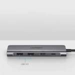 Adapter wielofunkcyjny 6w1 Ugreen CM195 Revodok Szary - Gray