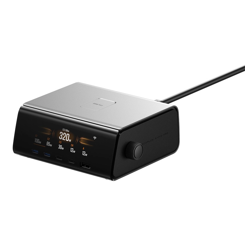 Stacja ładująca EcoFlow Rapid Pro 320 W Srebrno-czarna - Silver and black