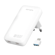 Ładowarka sieciowa 4smarts FlatPlug SlimDual 45 W 2x USB-C Biała - White