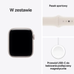 Apple Watch SE 3 (2025) GPS + Cellular 40mm koperta aluminiowa Starlight + pasek Starlight Sport Band M/L