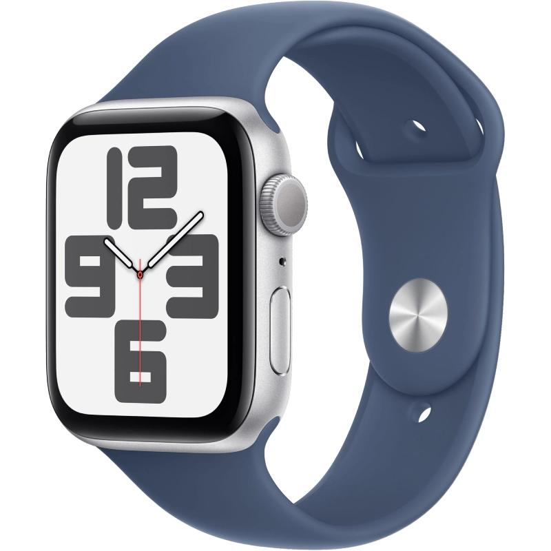 Apple Watch SE (2024) GPS 40mm koperta aluminiowa Silver + pasek Sport Band M/L Denim