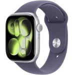 Apple Watch Series 11 (2025) GPS 46mm koperta aluminiowa Silver + pasek Furple Fog Sport Band S/M