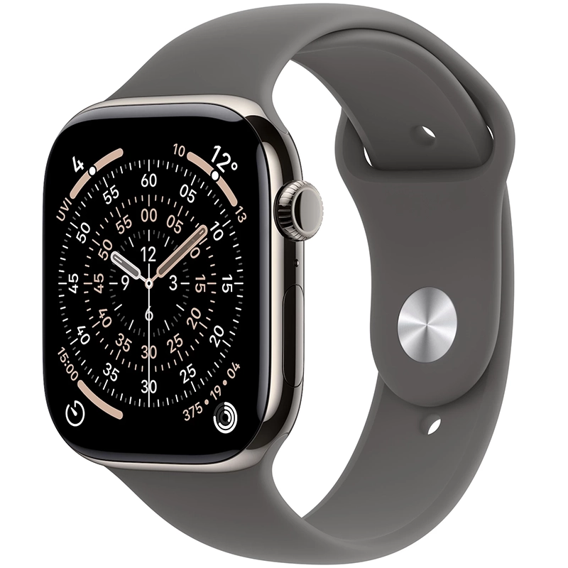 Apple Watch Series 11 (2025) GPS + Cellular 46mm koperta tytanowa Natural + pasek Stone Grey Sport Band M/L