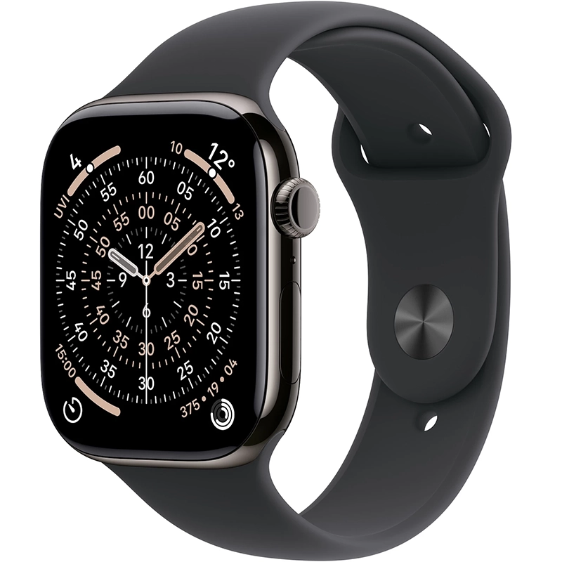 Apple Watch Series 11 (2025) GPS + Cellular 42mm koperta tytanowa Slate + pasek Black Sport Band S/M