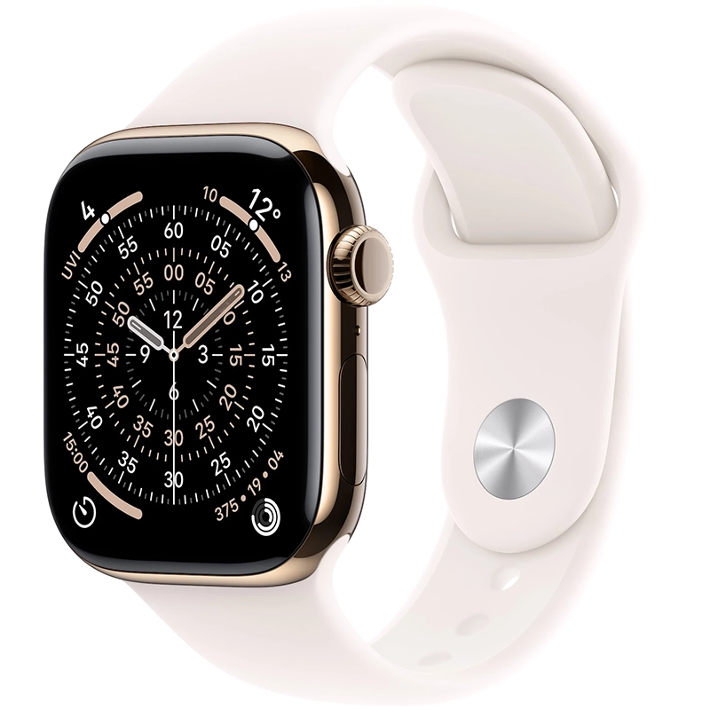 Apple Watch Series 11 (2025) GPS + Cellular 42mm koperta tytanowa Gold + pasek Light Blush Sport Band S/M