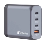 Ładowarka sieciowa Verbatim 32204 GaN GNC-200 W 3xUSB-C/USB-A + Adapter EU/UK/US Szara - Gray