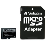 Karta pamięci Verbatim microSD 64GB + adapterPro U3 47042 Czarna - Black