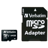 Karta Verbatim microSDXC 64GB V10 + adapter 44084 Czarna - Black