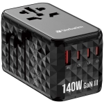 Adapter podróżny Verbatim 3x USB-C 1x USB-A 1x AC Czarny - Black