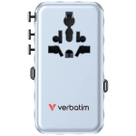 Adapter podróżny Verbatim 1x USB-C 1x USB-A 1x AC + 2x Kabel USB-C Niebieski - Blue