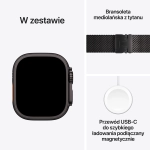 Apple Watch Ultra 3 (2025) GPS + Cellular 49mm koperta tytanowa Black + pasek Black Titanium Milanese Loop M