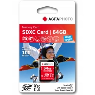 Karta pamięci SDXC AgfaPhoto 64 GB 100 MB/s + adapter Czerwona - Red