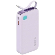 Powerbank USAMS US-CD224 USB-CRetractable 10000 mAh 20 W Fioletowy - Purple