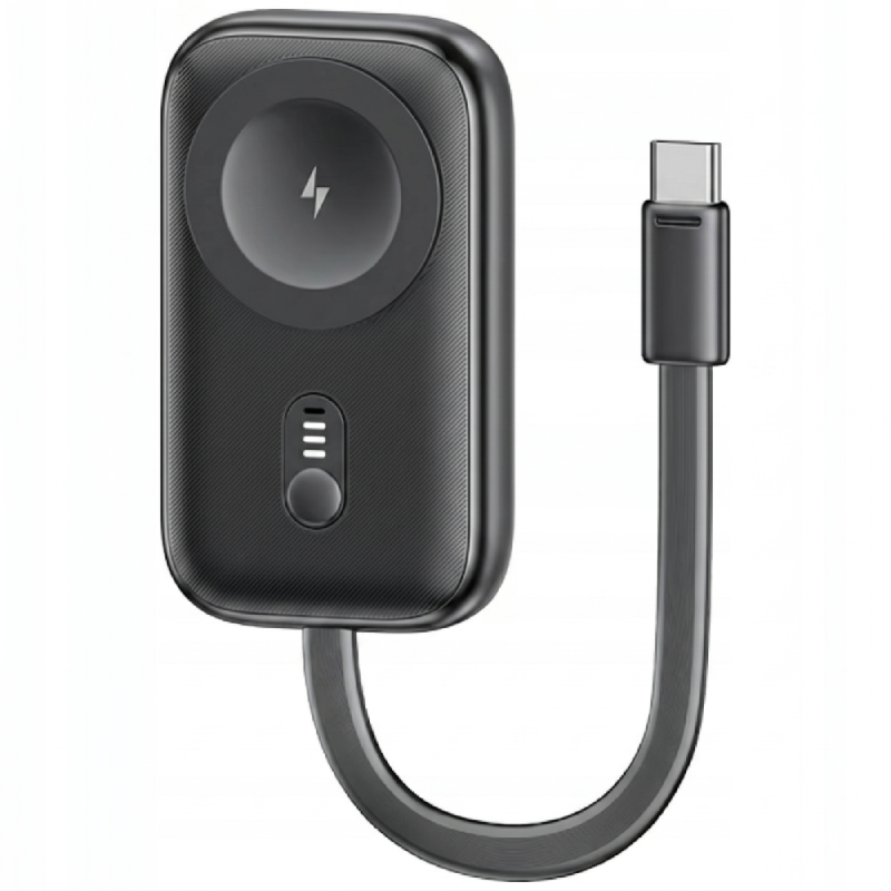 Ładowarka indukcyjna USAMS CD245 do Apple Watch + powerbank 1200 mAh Tytanowa czerń - Titanium