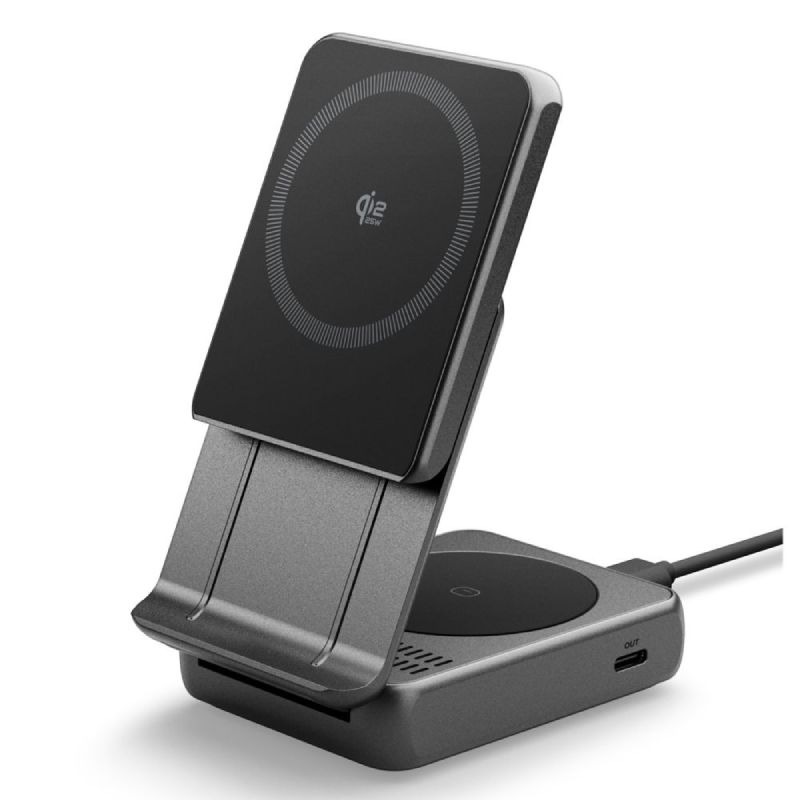 Ładowarka indukcyjna 2w1 Spigen Essential Qi2.2 25 W Czarna - Black